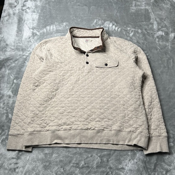 Faherty Brand Other - Faherty Sweater Men Size XL Beige Epic Quilted Fleece Quarter Snap Pullover